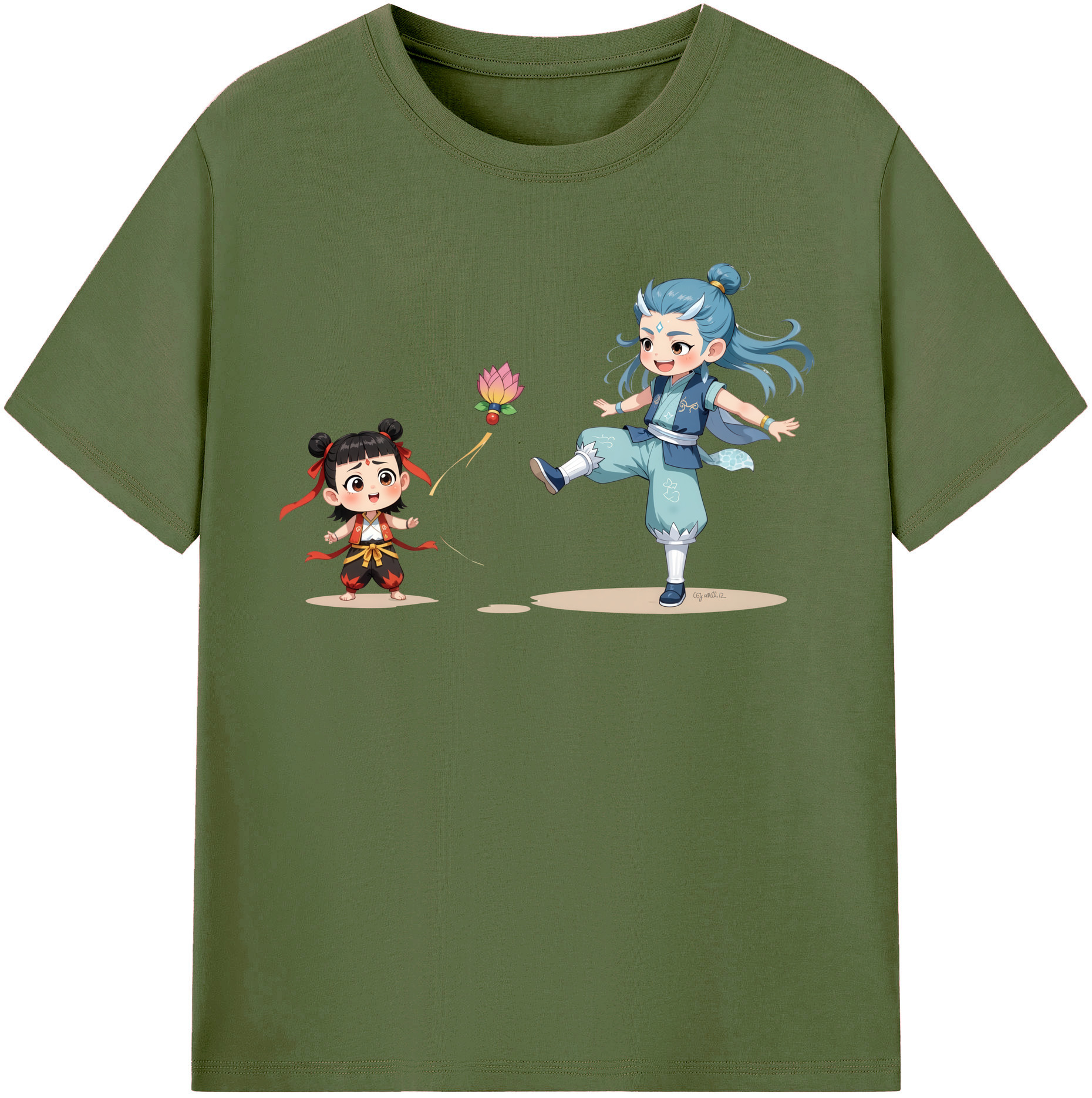 （画像用） Ne Zha 2 ナタ 魔童の大暴れ 綿100％半袖Tシャツ（フロントプリント）